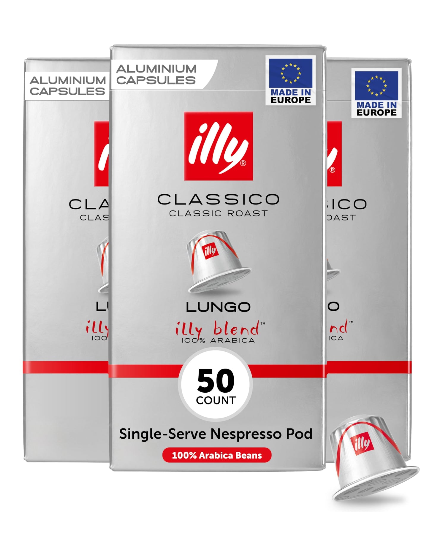 Illy Aluminum Espresso compact pieces for Nespresso Machines - Intenso Lungo Roast - 10 Count (Pack of 5)