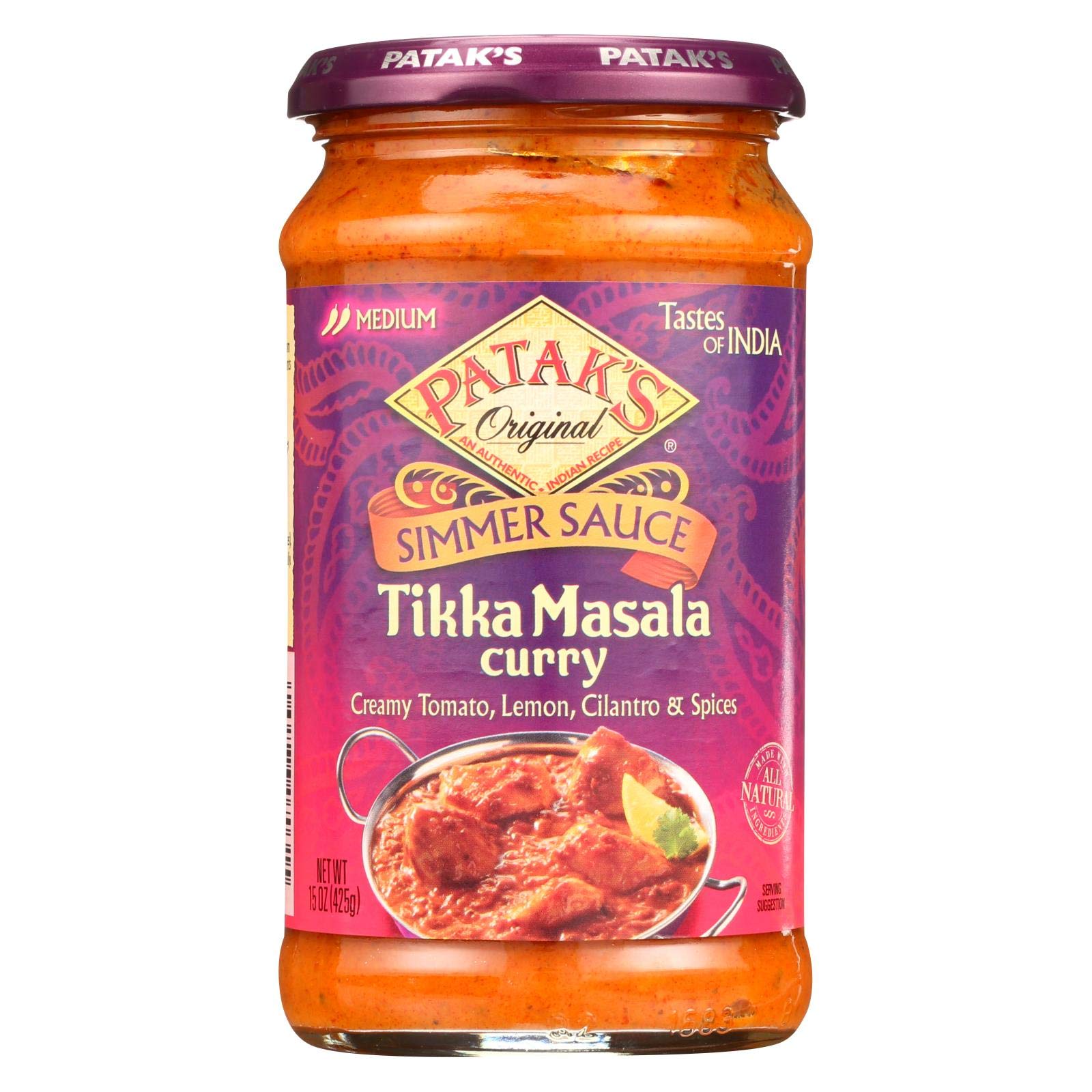 Patak'S Tikka Masala Curry Cooking Sauce, Medium, 15-Ounce Glass Jars (Pack Of 6)