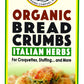 Breadcrumbs Italian Herbs, Organic 15 Ounces (Case of 6)