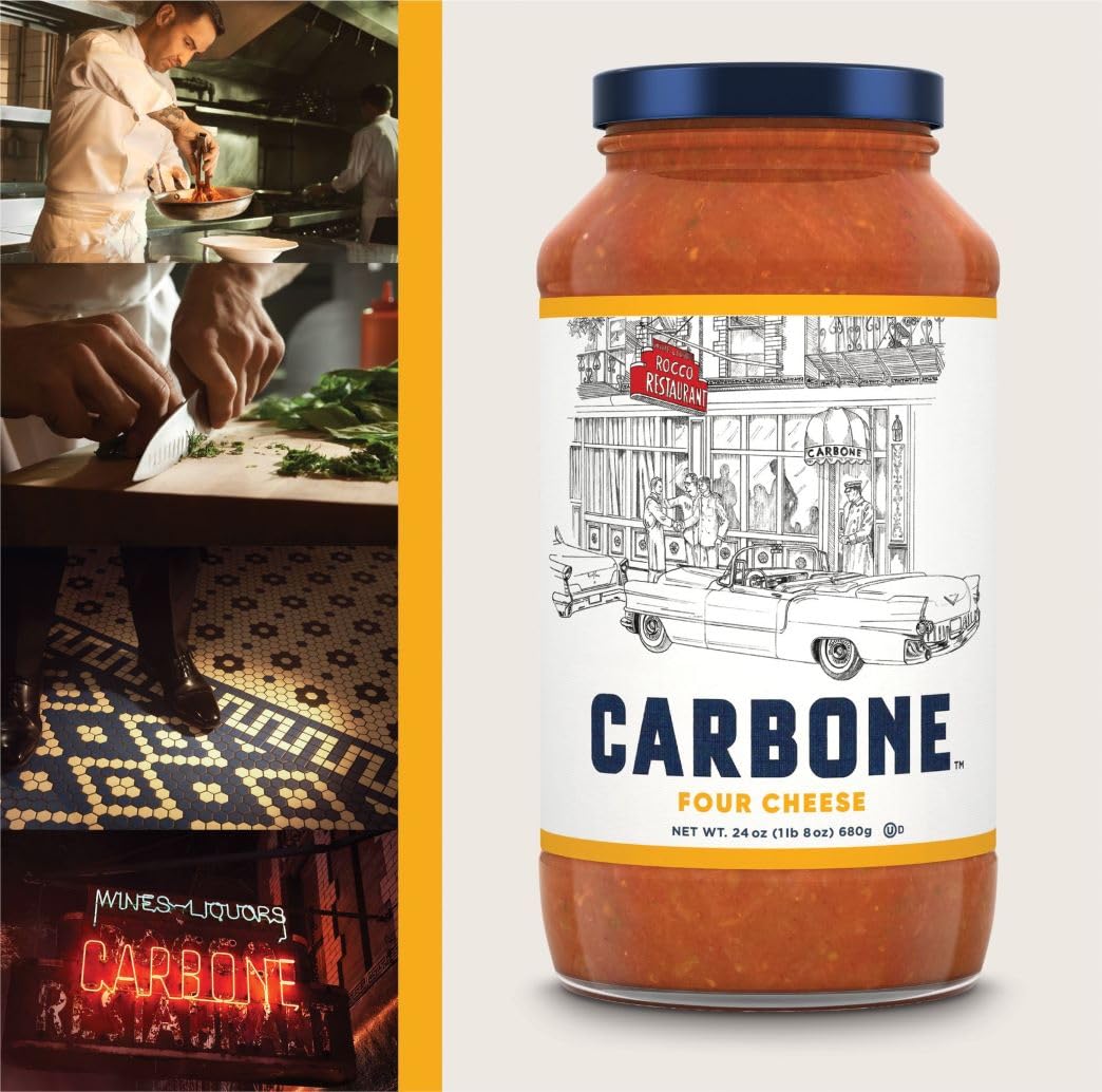 Carbone Four Cheese Pasta Sauce | Tomato Sauce Made With Fresh & All-Natural Ingredients | Gluten Free, Low Carb Pasta Sauce, 24