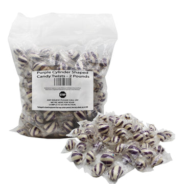 Purple Cylinder Shaped Mint Candy Twists - 2 Pounds