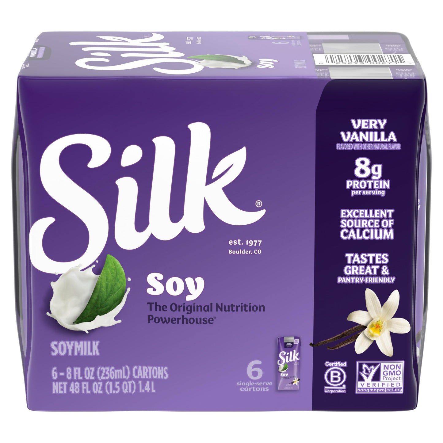Silk Soy Milk Singles, Very Vanilla, Dairy-Free, Vegan, Non-GMO, 8 oz., 6 Pack
