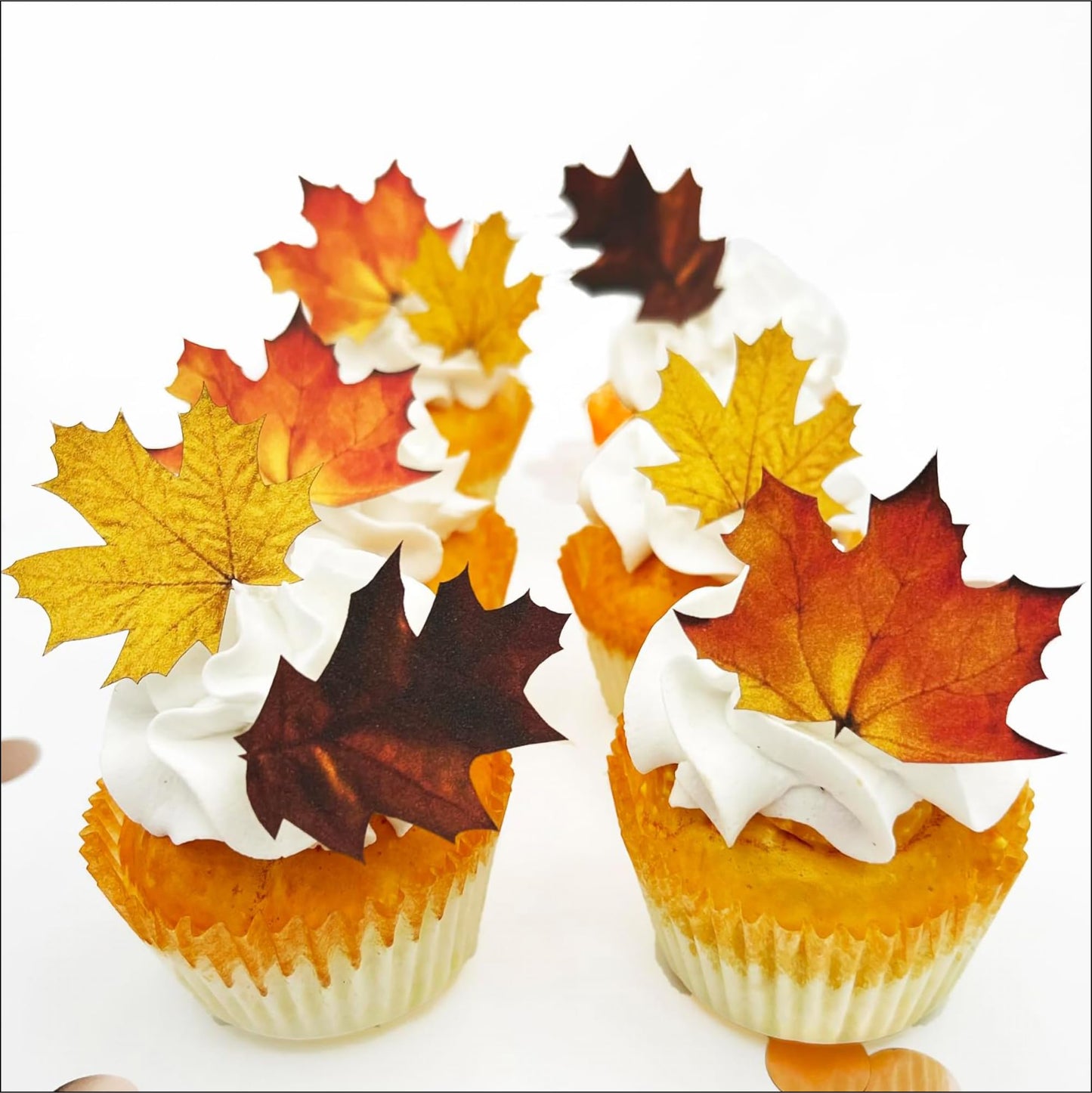 Sugar Robot Inc. Edible Fall Leaves Set of 24 - Wafer Cake & Cupcake Toppers - Mixed Leaves
