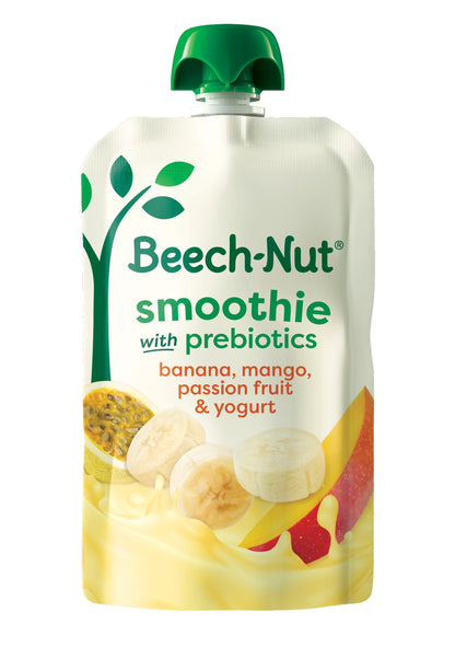 Beech-Nut Toddler Smoothies with Prebiotics, Banana Mango Passion Fruit & Yogurt Baby & Toddler Food Pouches, 3.5 oz (12 Pack)