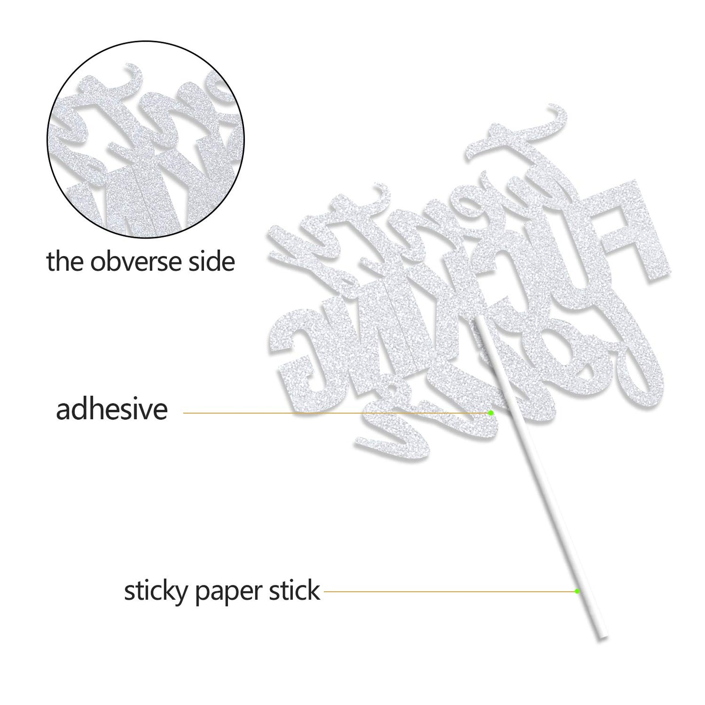 LINGBOOM Silver Glitter Cake Toppers for 24th Birthday Party, 1 Count