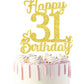 31 Birthday Cake Toppers - Gold Glitter, 31St Birthday Decorations For Men & Women