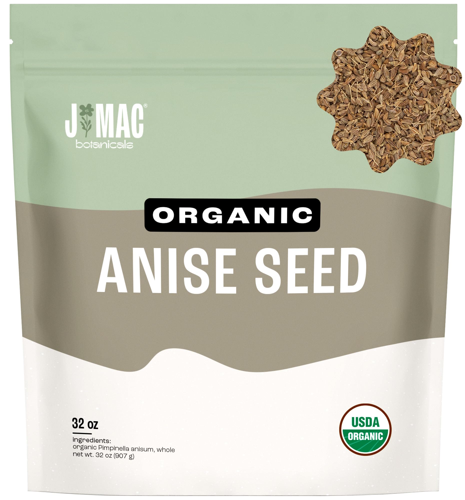 J Mac Botanicals Organic Anise Seeds (32 Oz) Certified Usda Organic. Whole Aniseed For Cookies  Tea  Powder  Or Baking