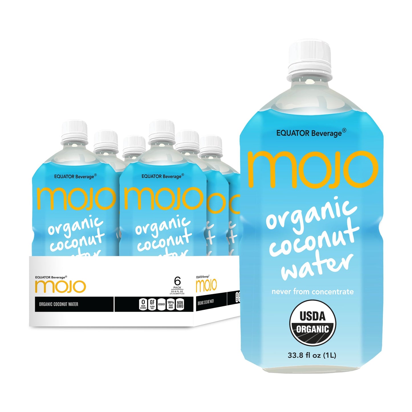 MOJO Organic Coconut Water | Hydration Drink & Sports Drink | Electrolytes Beverage 1043 mg | Vitamin B & C | Hydration Drink fo