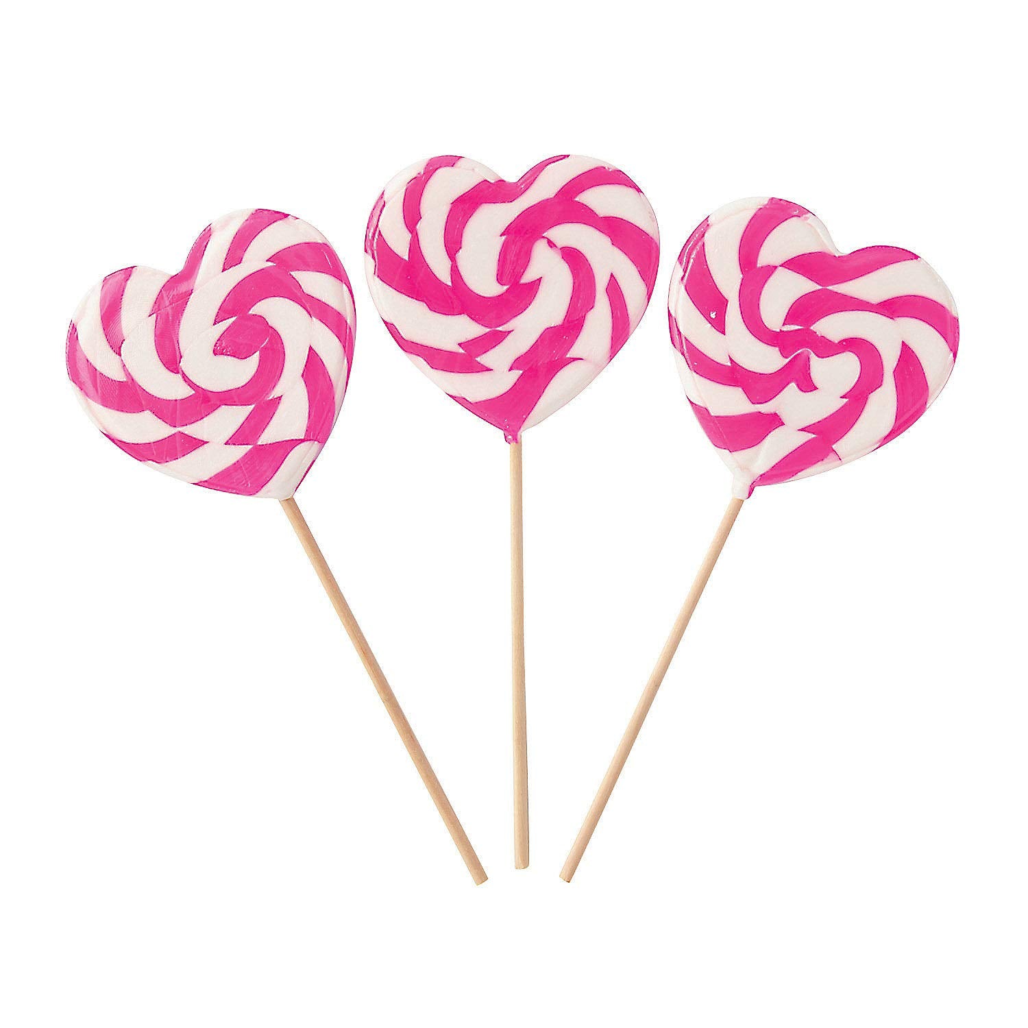 Pink Heart Shaped Swirl Lollipops (12 Individually Wrapped Suckers)