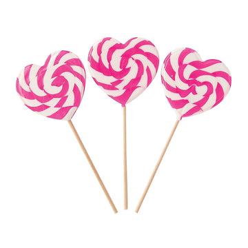 Pink Heart Shaped Swirl Lollipops (12 Individually Wrapped Suckers)
