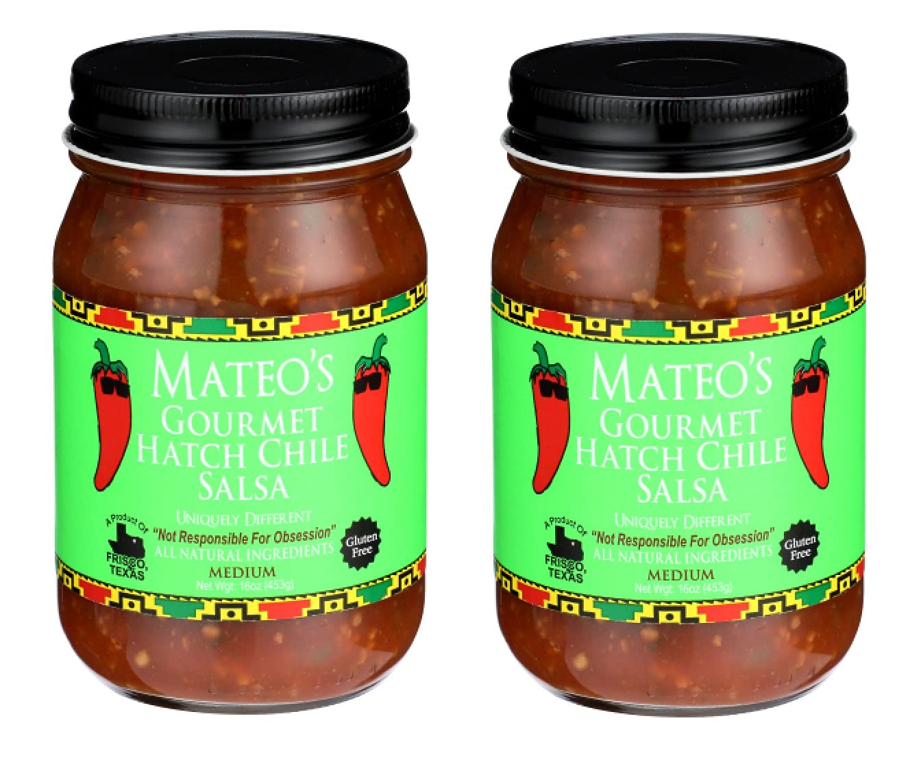 Mateos Gourmet Hatch Chile Salsa, Medium, 16 Oz, Pack of 2