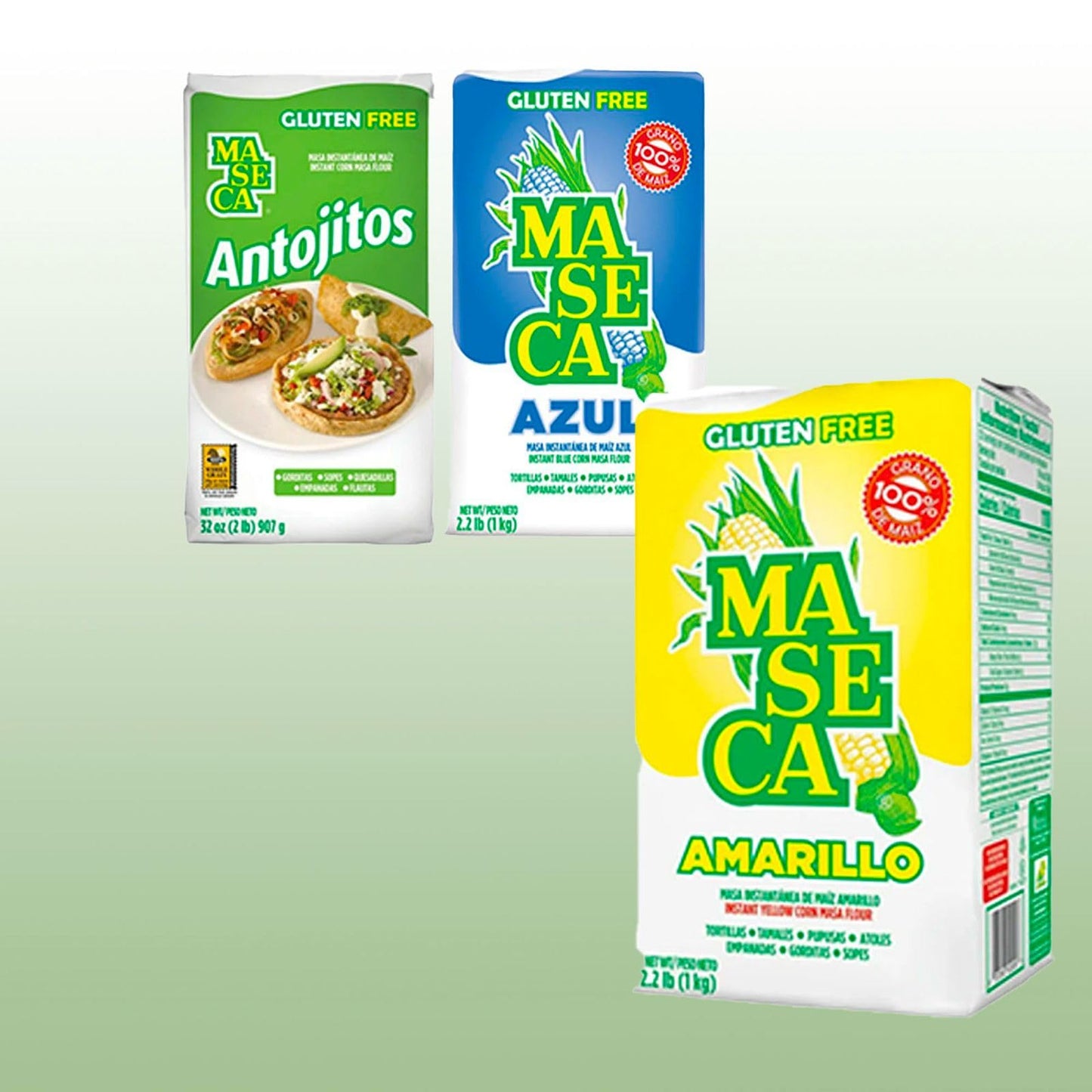 Maseca Variety Pack Gluten Free Harina De Maiz (Corn Flour) 2 Lbs Bag 3 Pack