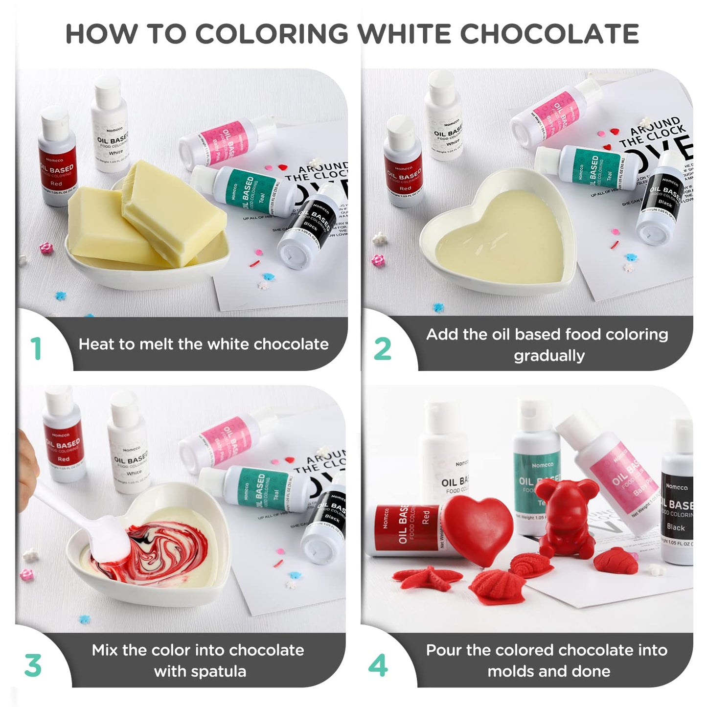 Oil Based Food Coloring For Chocolate - Nomeca 30 Milliliters Upgraded Black Oil Food Color For Baking Cake Decorating, Edible Food Dye For Candy Melts Cookies Easter Egg Icing Fondant Meringues
