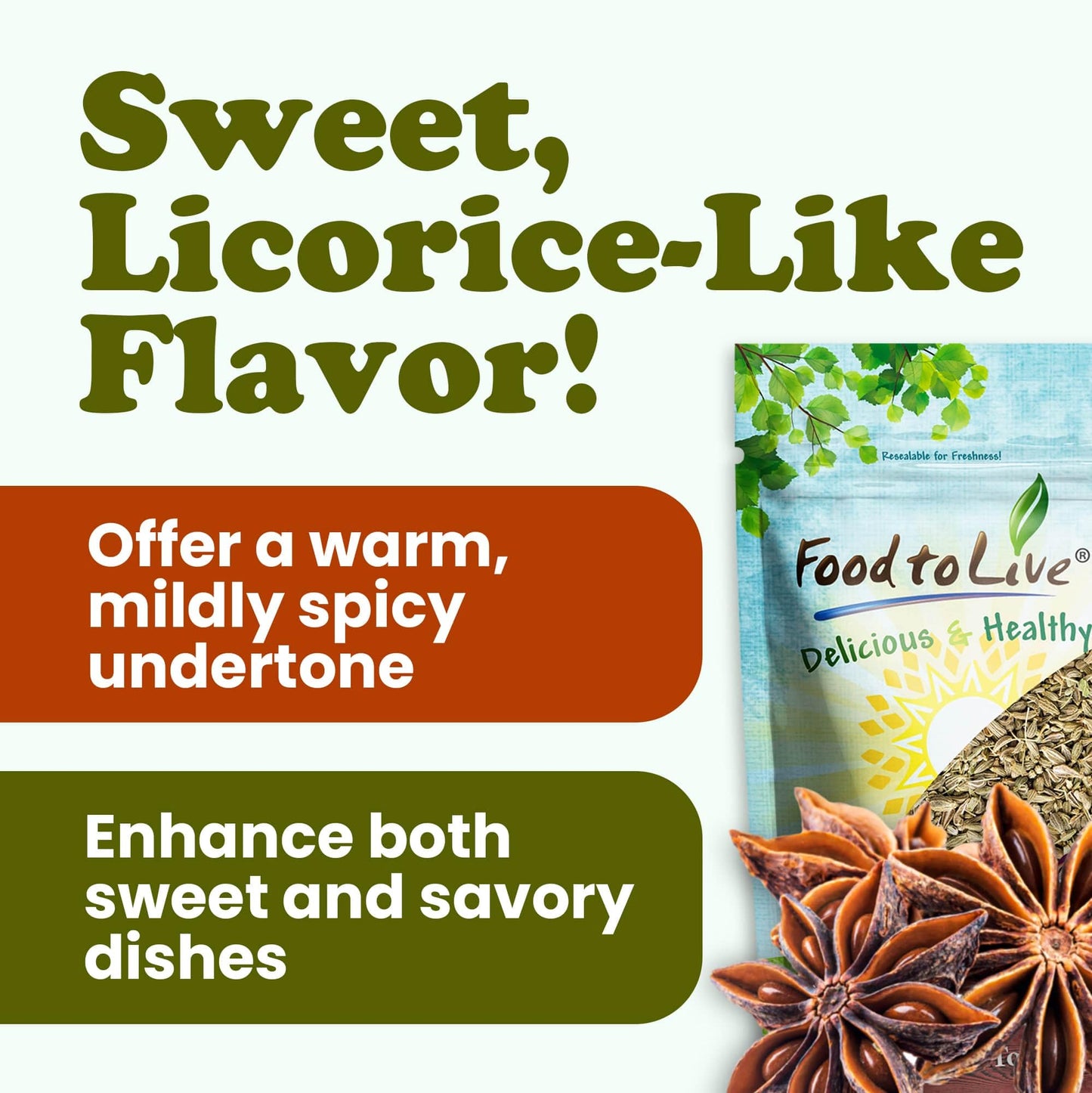 Food To Live - Organic Anise Seeds, 1 Pound - Non-Gmo. Great For Tea, Baking, Pickling And Cooking. Non-Irradiated. Whole Dry Sp
