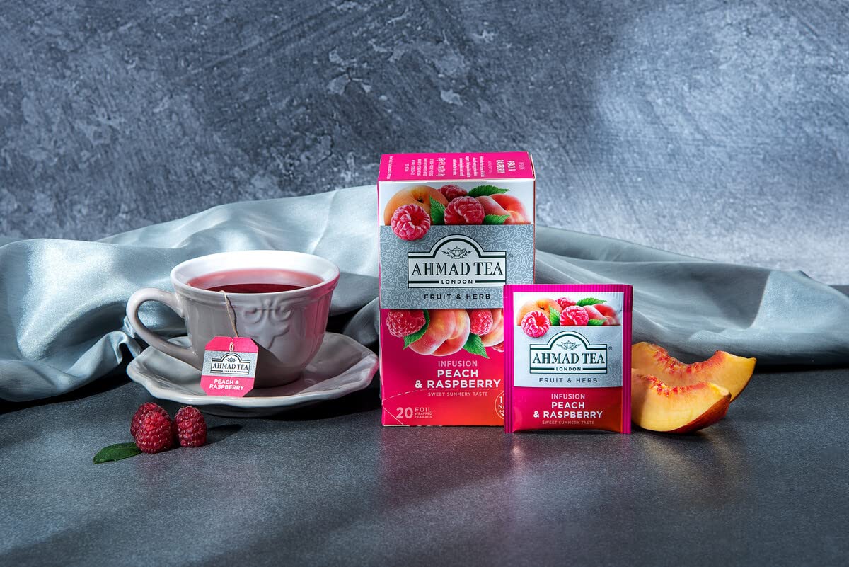 Ahmad Tea Infusions Peach Raspberry Teabags - Decaffeinated, Sugar-Free, 20 Count