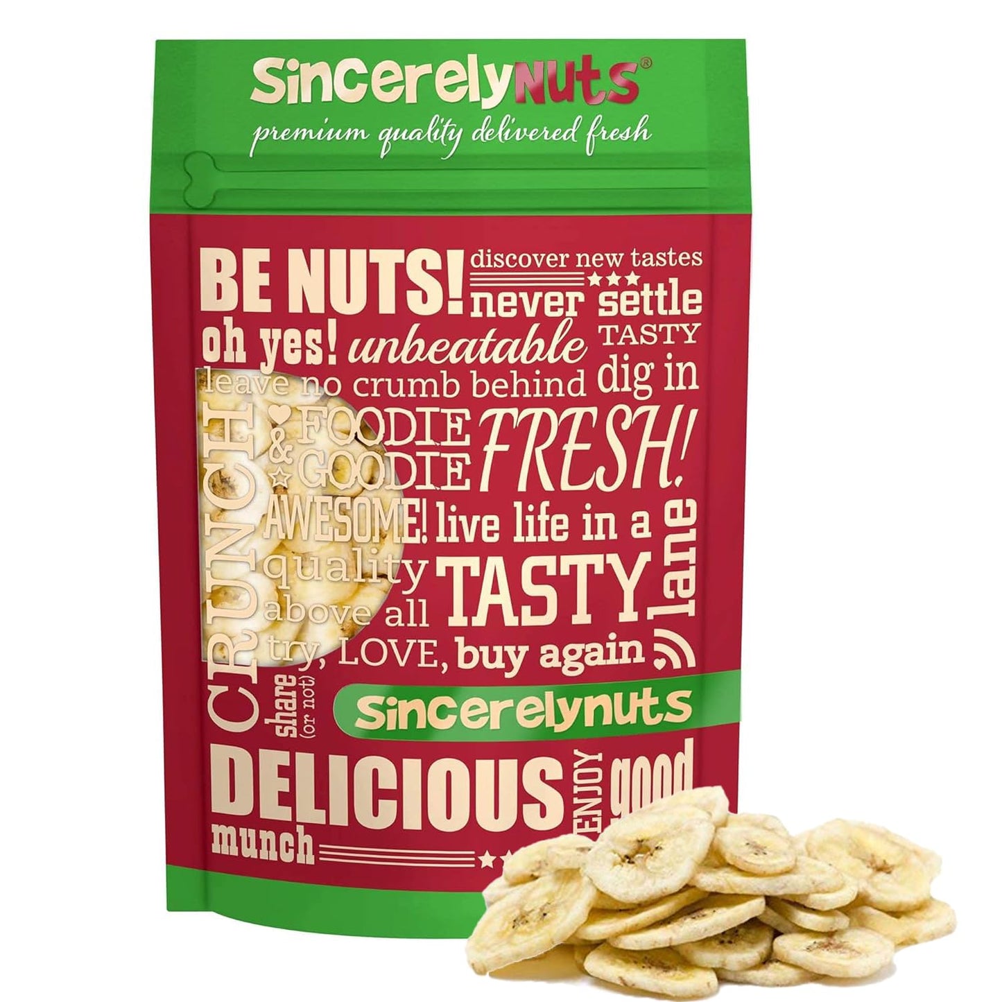 Sincerely Nuts Dried Banana Chips Sweetened - Fresh Sweet Dried Bananas Made w/Ripe Fruit & Coconut Oil - Kosher, Vegan & Gluten