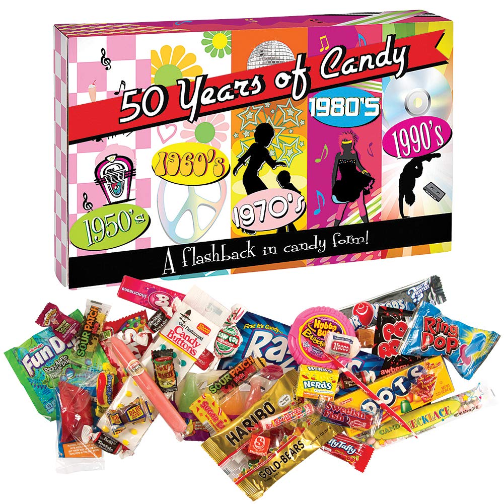 50 Years of Candy-Decades Box: Nostalgic Candy Mix (1950s,1960s,1970s,1980s,1990s)