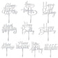 10 Pcs Silver Happy Birthday Cake Topper Acrylic Cupcake Topper Birthday Supplies Decorations
