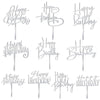 10 Pcs Silver Happy Birthday Cake Topper Acrylic Cupcake Topper Birthday Supplies Decorations