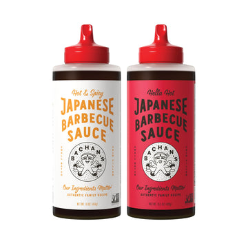 Bachan's Japanese Barbecue Sauce 2 Pack - 1 Hot & Spicy, 1 Hella Hot - BBQ Sauce for Wings, Chicken, Beef, Pork, Seafood, Noodle