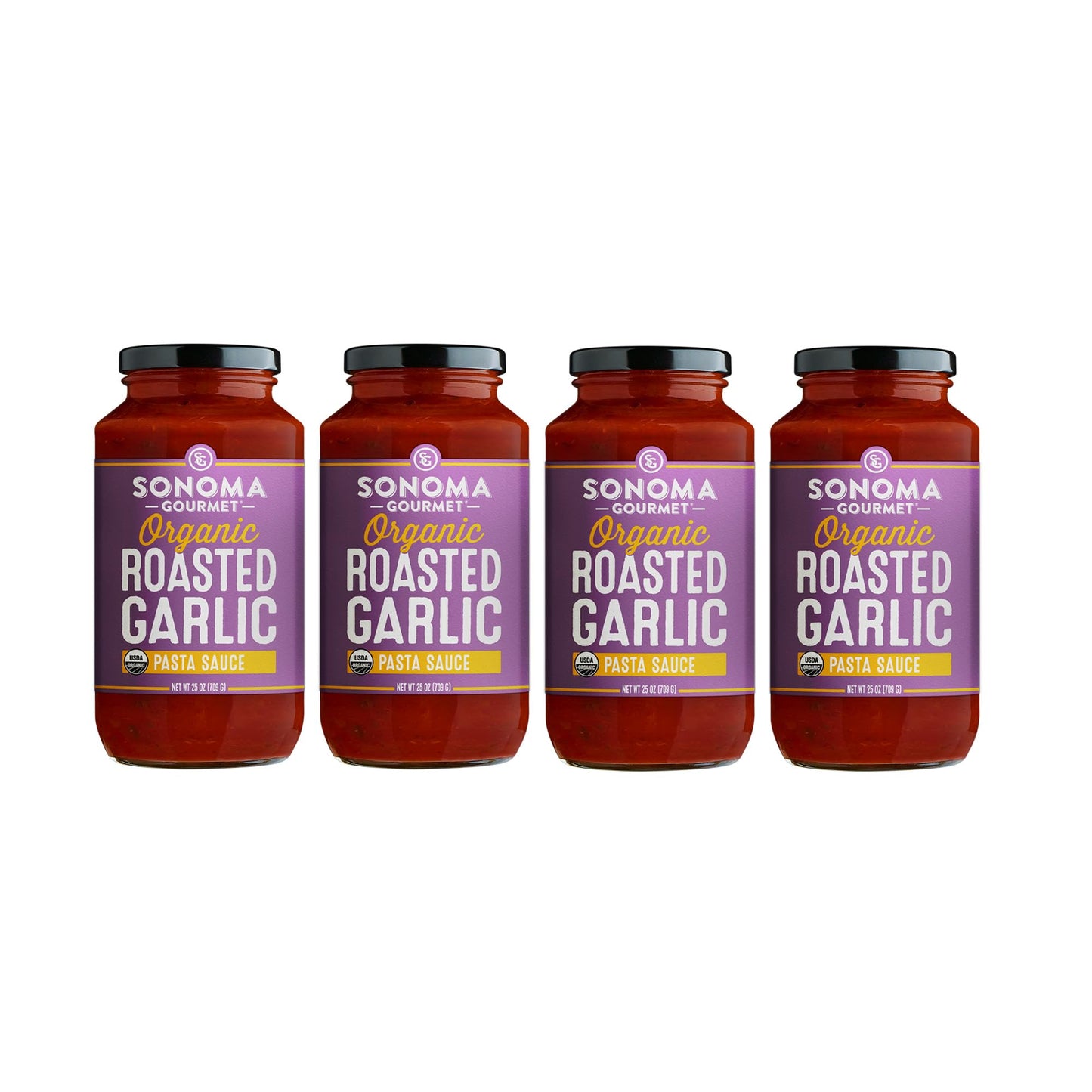 Sonoma Gourmet Roasted Garlic Pasta Sauce | USDA Organic, Non-GMO, No Sugar Added | Made With Fresh Ingredients | 25 Ounce Jars 