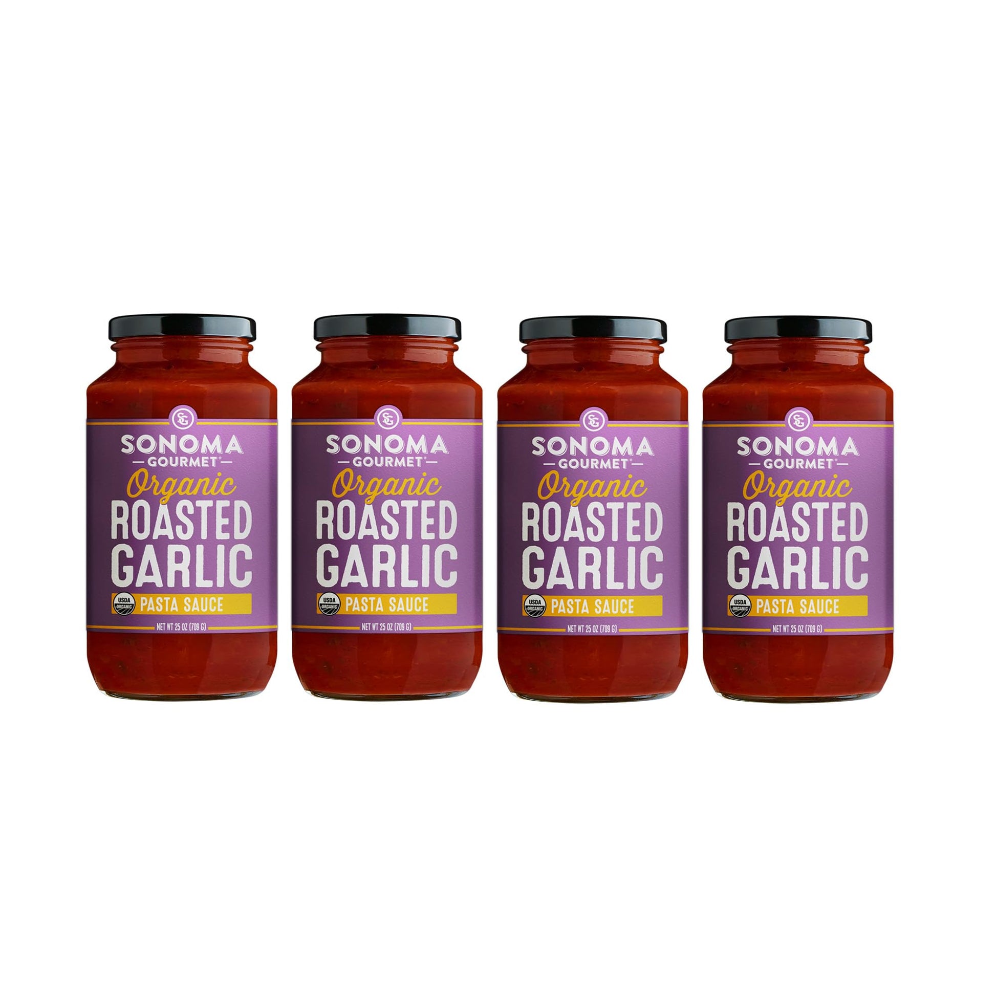 Sonoma Gourmet Roasted Garlic Pasta Sauce | USDA Organic, Non-GMO, No Sugar Added | Made With Fresh Ingredients | 25 Ounce Jars 