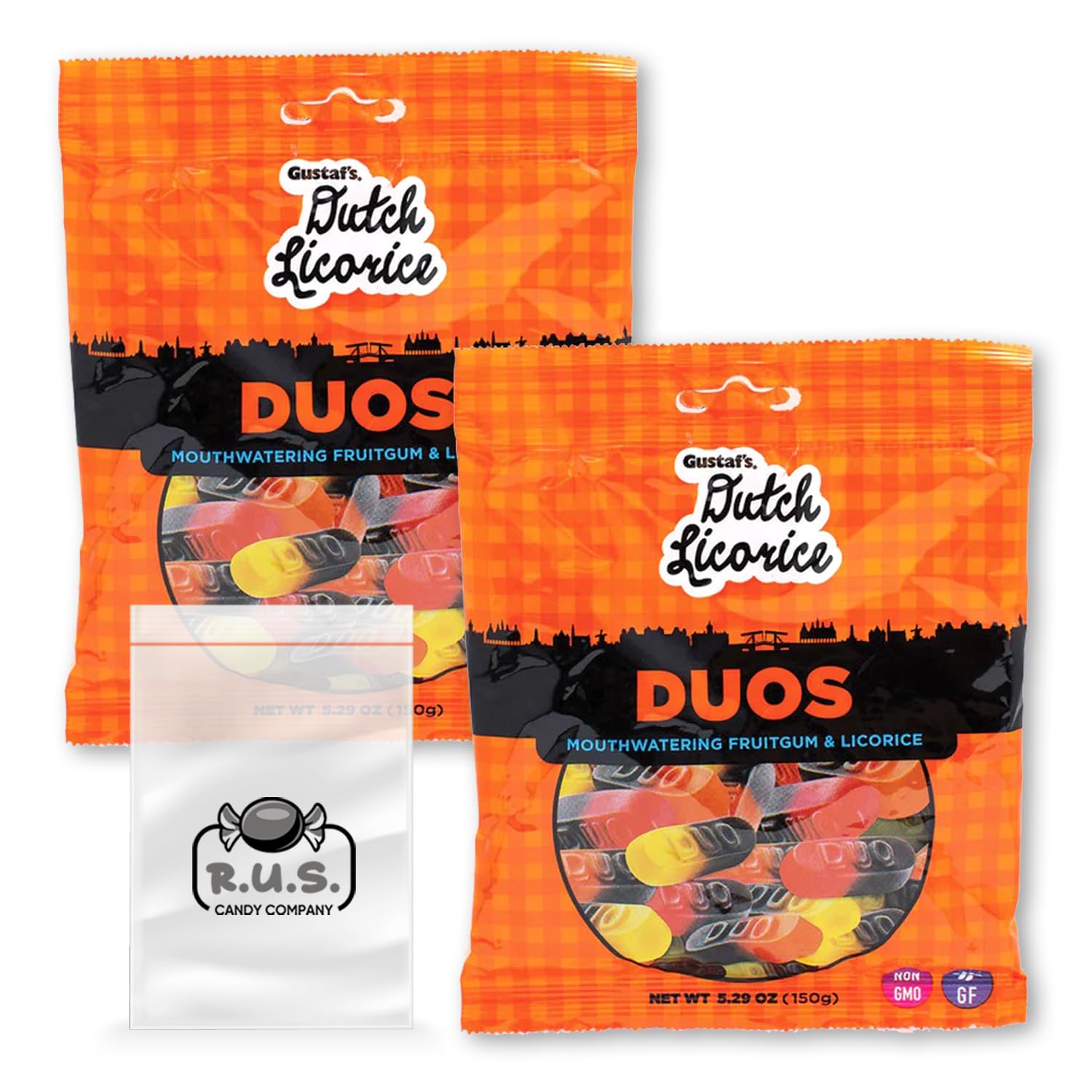 Dutch Licorice Duos, 2 Pack - 5 oz Each | Mouthwatering Fruit Gum and Licorice Combination | Imported Candy Treats -comes with R