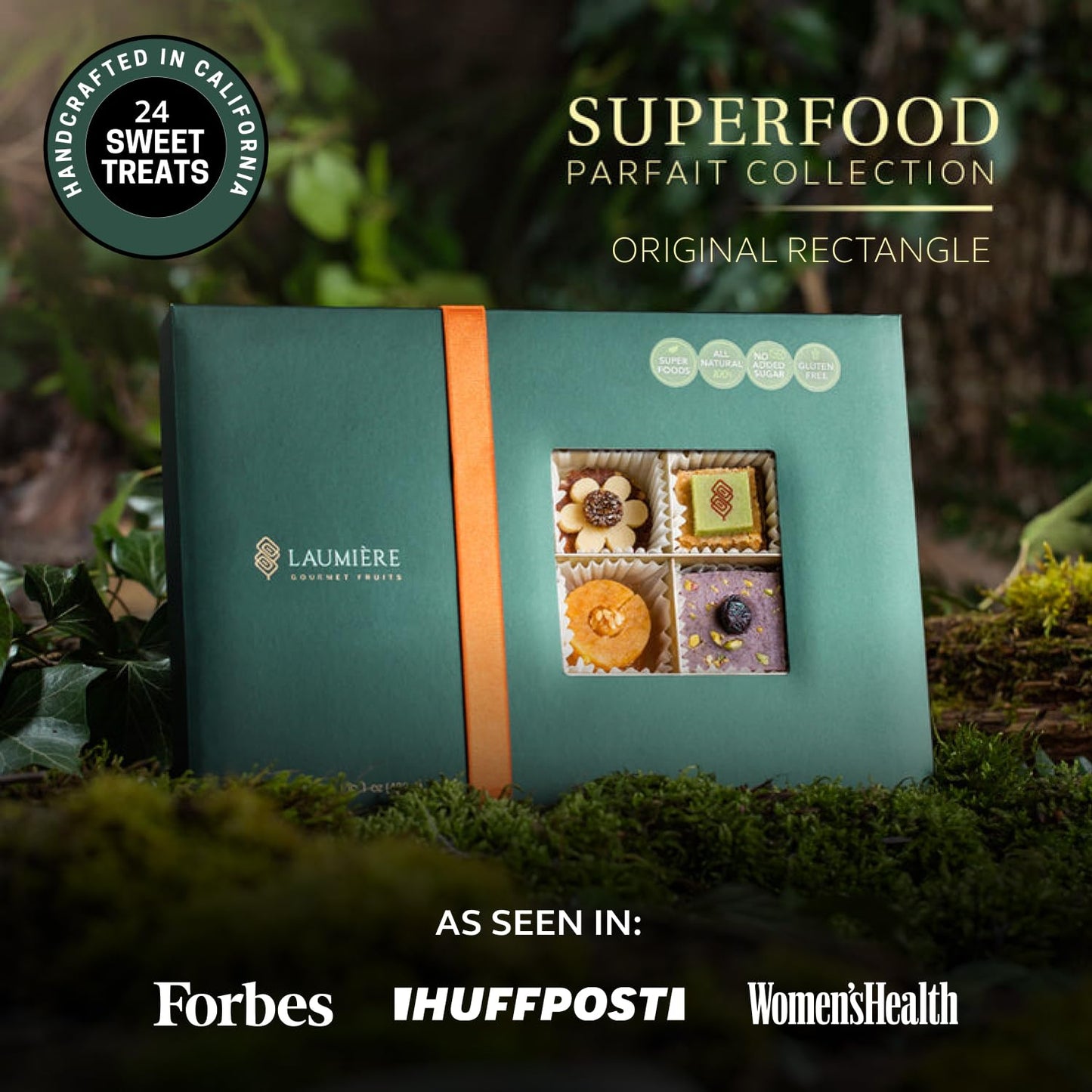 LAUMIÈRE GOURMET FRUITS Superfood Parfait Collection - 24 Pcs Rectangle Gift Basket - Healthy Dried Fruit - No Added Sugar