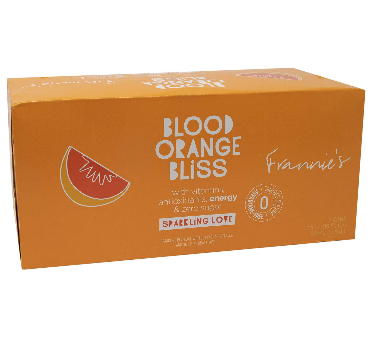 Frannie'S Sparkling Beverage- Zero Calories & Sugar, Aspertame Free: 8-Pack 12 Fl. Oz. Cans (Blood Orange Bliss)