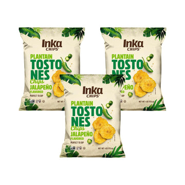 Inka Jalapeo Flavored Tostones Chips, Gluten Free, Non GMO, 4 Ounces (Pack of 3)