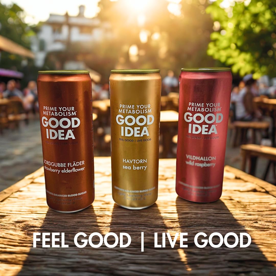 Good Idea Functional Sparkling Water Variety Pack - Berry Bliss - 12 Fl Oz (Pack of 18) - Vegan, Keto Friendly, Caffeine Free