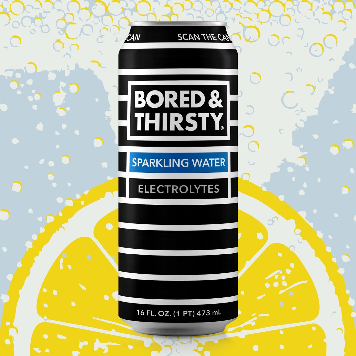 Bored & Thirsty Sparkling Water with Electrolytes, 16 Fl Oz, 12 Pack, 100% Recyclable Aluminum Cans
