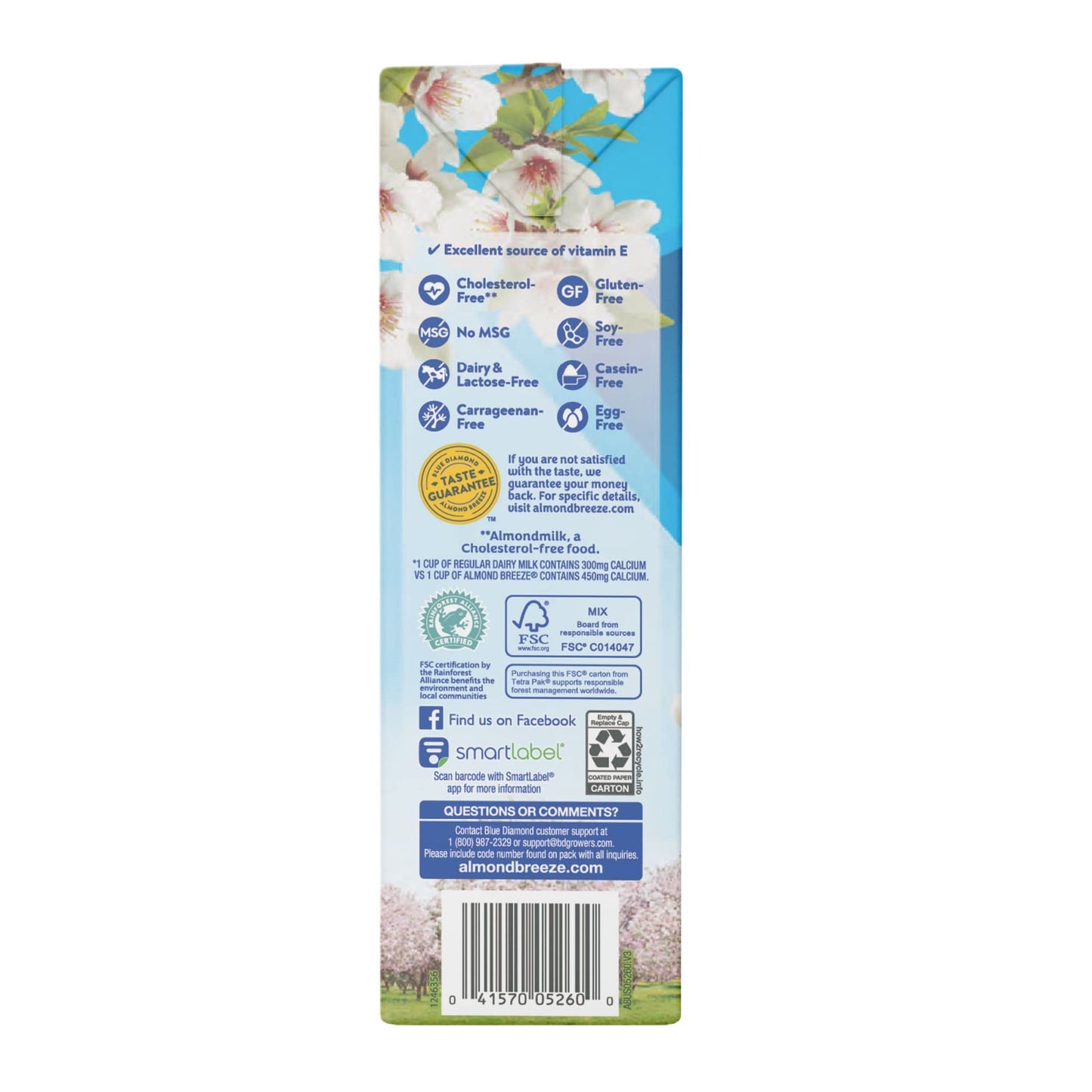 Almond Breeze Dairy Free Almondmilk, Unsweetened Original, 64 Fl Oz
