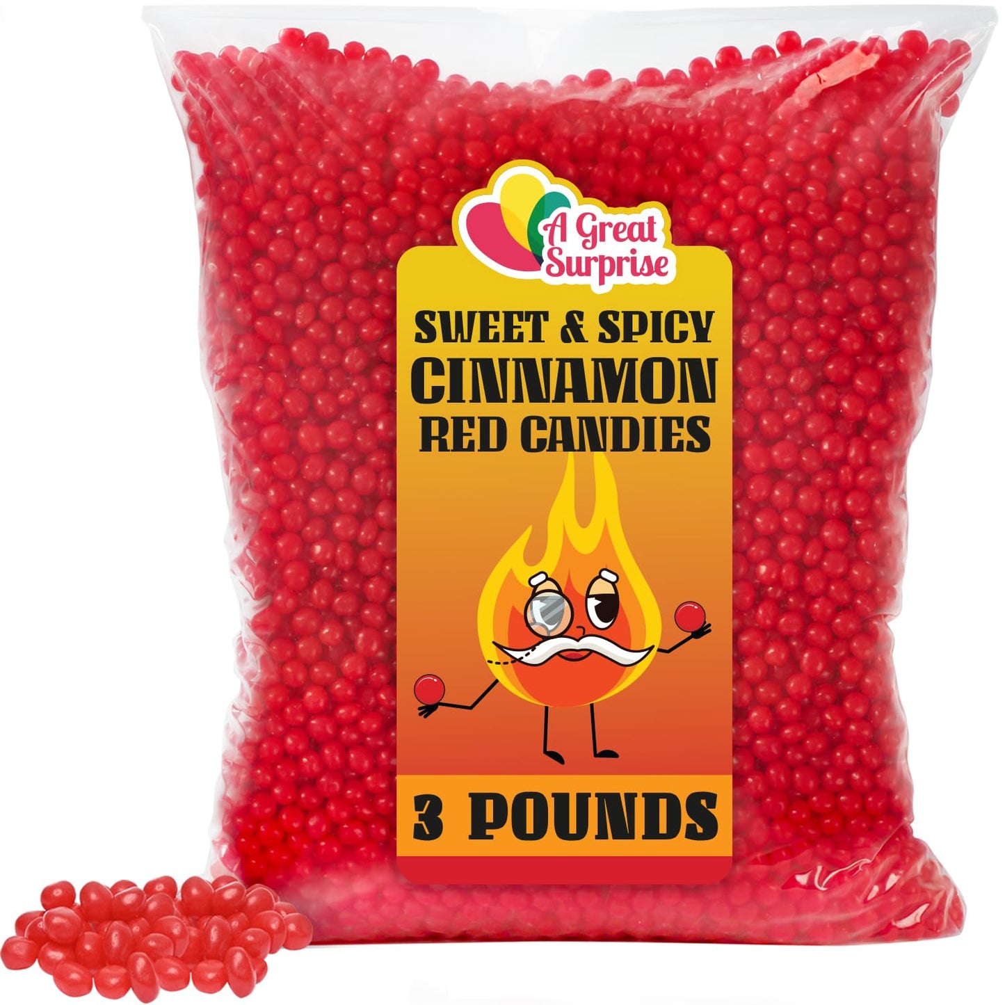 Red Cinnamon Candy - 3 Pounds - Red Halloween Candy - Hot Red Cinnamon Candy - Spicy-Sweet Red Candies for Buffet - Imperial Can
