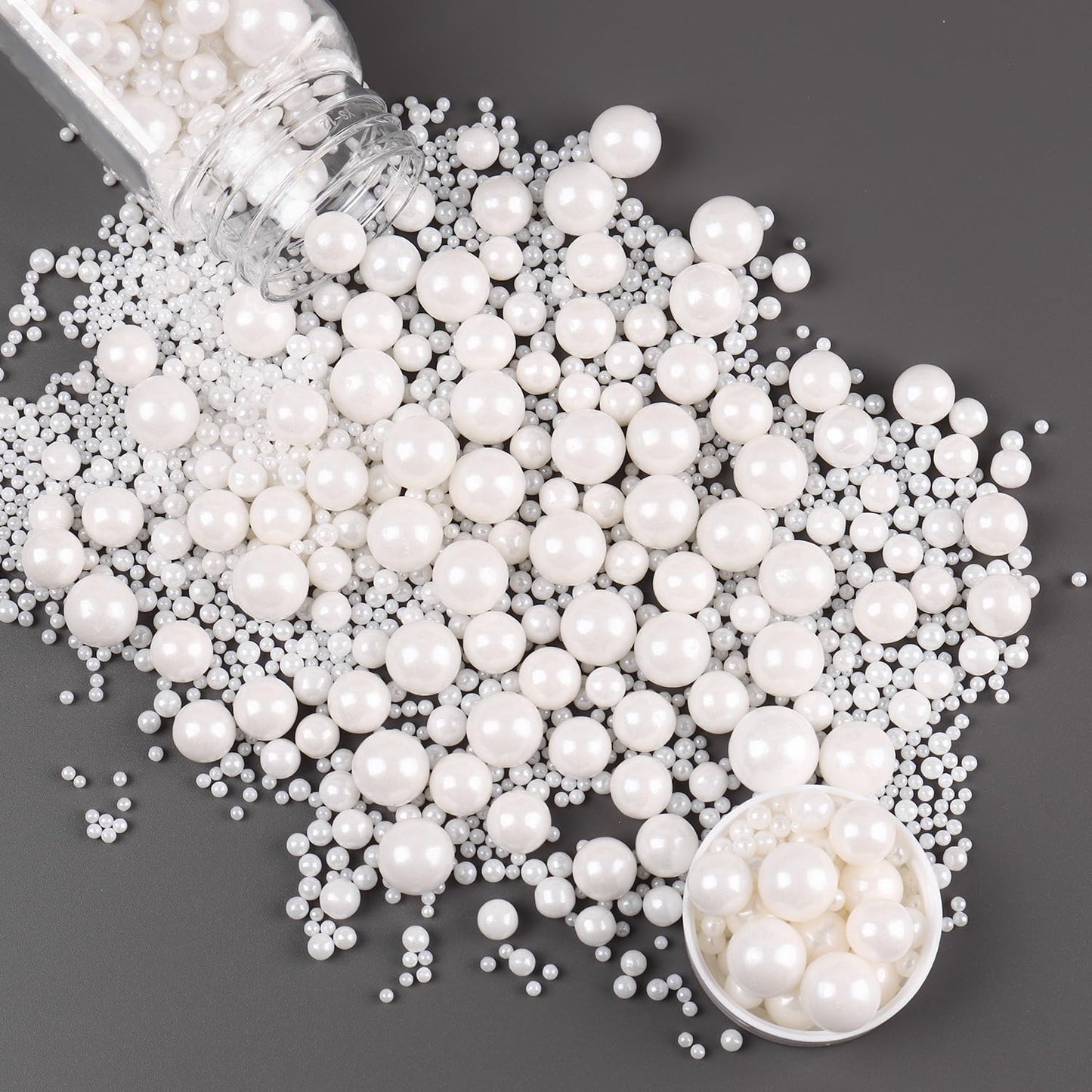 Cobakey Pearl Sprinkles For Cake Decorations 3.52 Ounce Edible White Sprinkles For Cupcake Toppers Wedding Party Valentines Hall