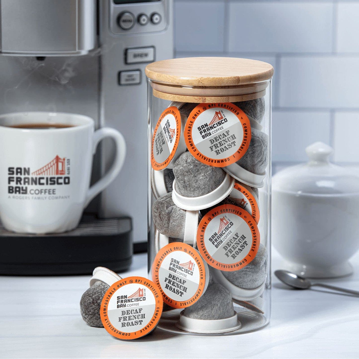 San Francisco Bay Compostable Coffee Pods - Decaf French Roast (80 Ct) K Cup Compatible Including Keurig 2.0, Dark Roast, Swiss