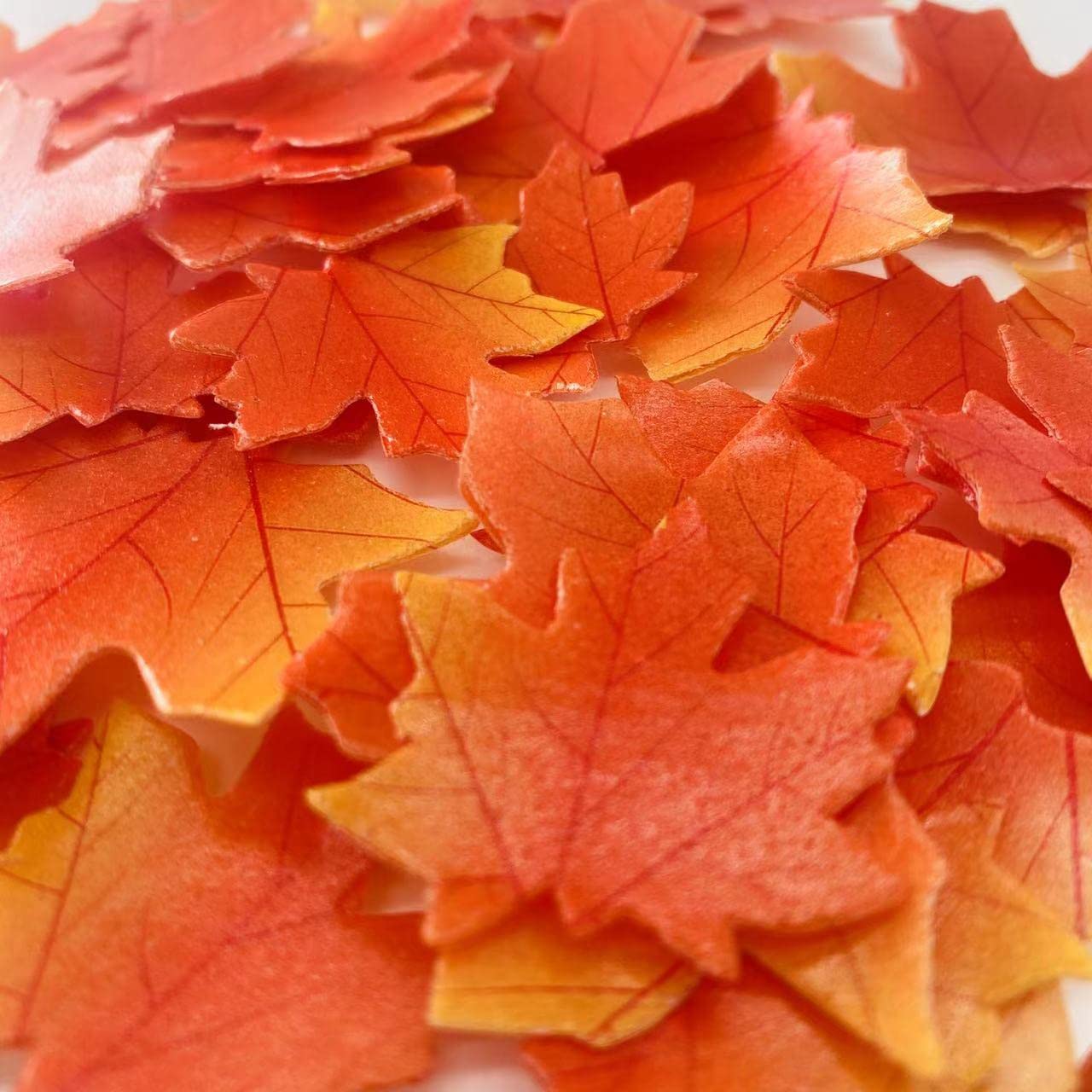 74Pcs Edible Fall Leaves Gold Cupcake Toppers Autumn Maple Leaves Wafer Rice Paper Cake Food Decoration Mixed 2 Size