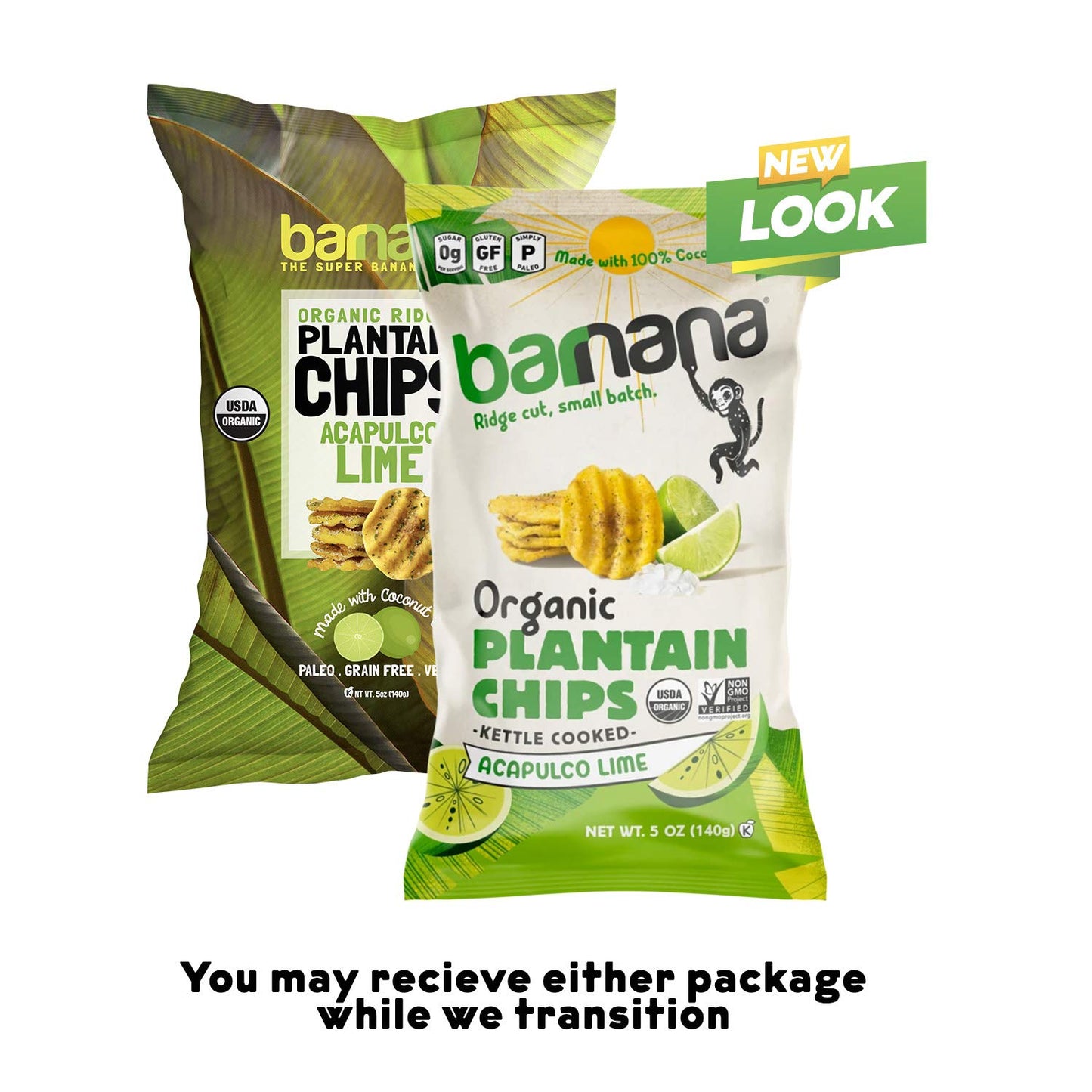 Barnana Organic Plantain Chips, Acapulco Lime, 5 Ounce Bag - Paleo, Vegan, Grain Free Chips