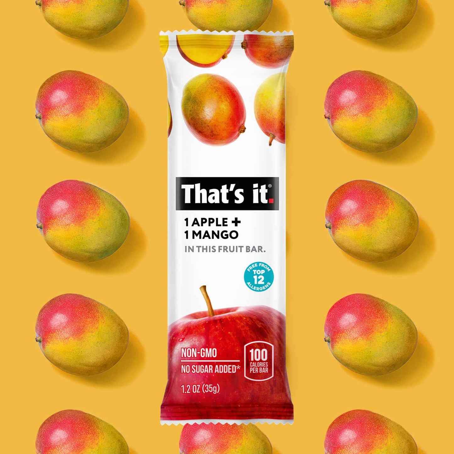 Thats it. Fruit Bars 12 Variety Pack 100% Natural Real Fruit Bar  High Fiber Vegan  Gluten Free  Paleo  Non-GMO No Sugar Added (6 Mango  6 Cherry)