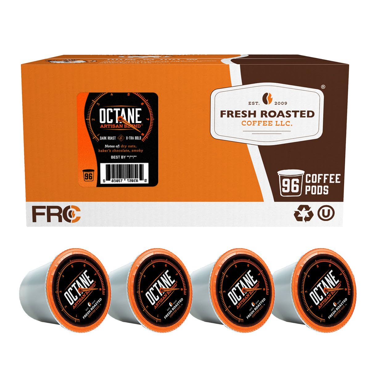 Fresh Roasted Coffee  Octane Italian Dark Roast  Artisan Blend  96 Pods For K Cup Beverage Makers