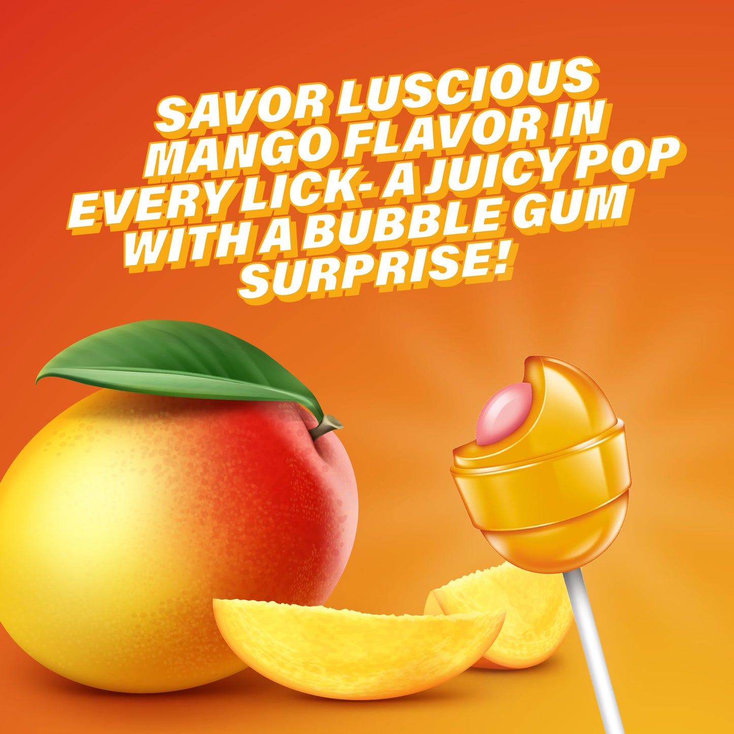 Colombina Bon Bon Bum Lollipops Mango Flavor, 24 Count (Pack Of 1)