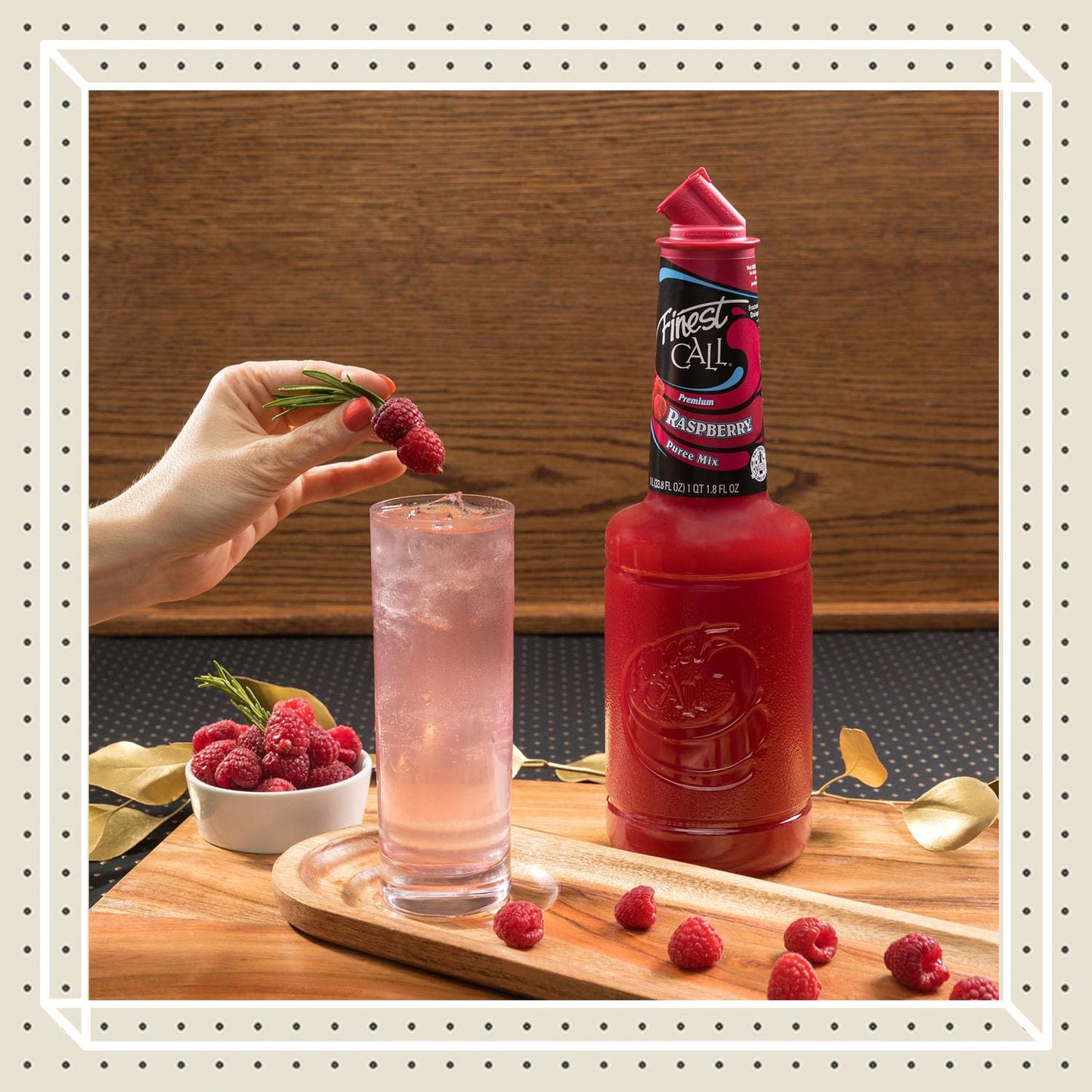 Finest Call Premium Raspberry Fruit Puree Drink Mix, 1 Liter Bottle (33.8 Fl Oz)