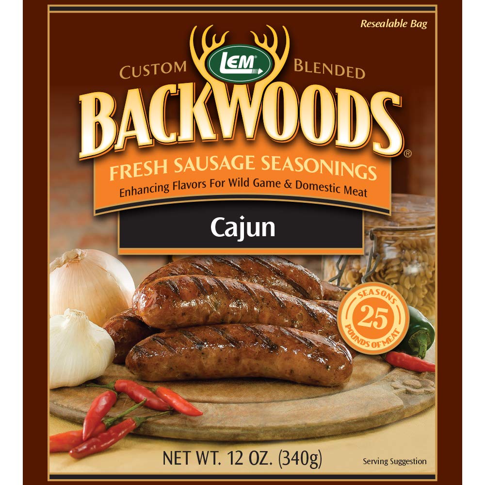 LEM Backwoods Cajun Sausage Seasoning, Ideal for Meat, 12 Ounce Packet, Model 9014