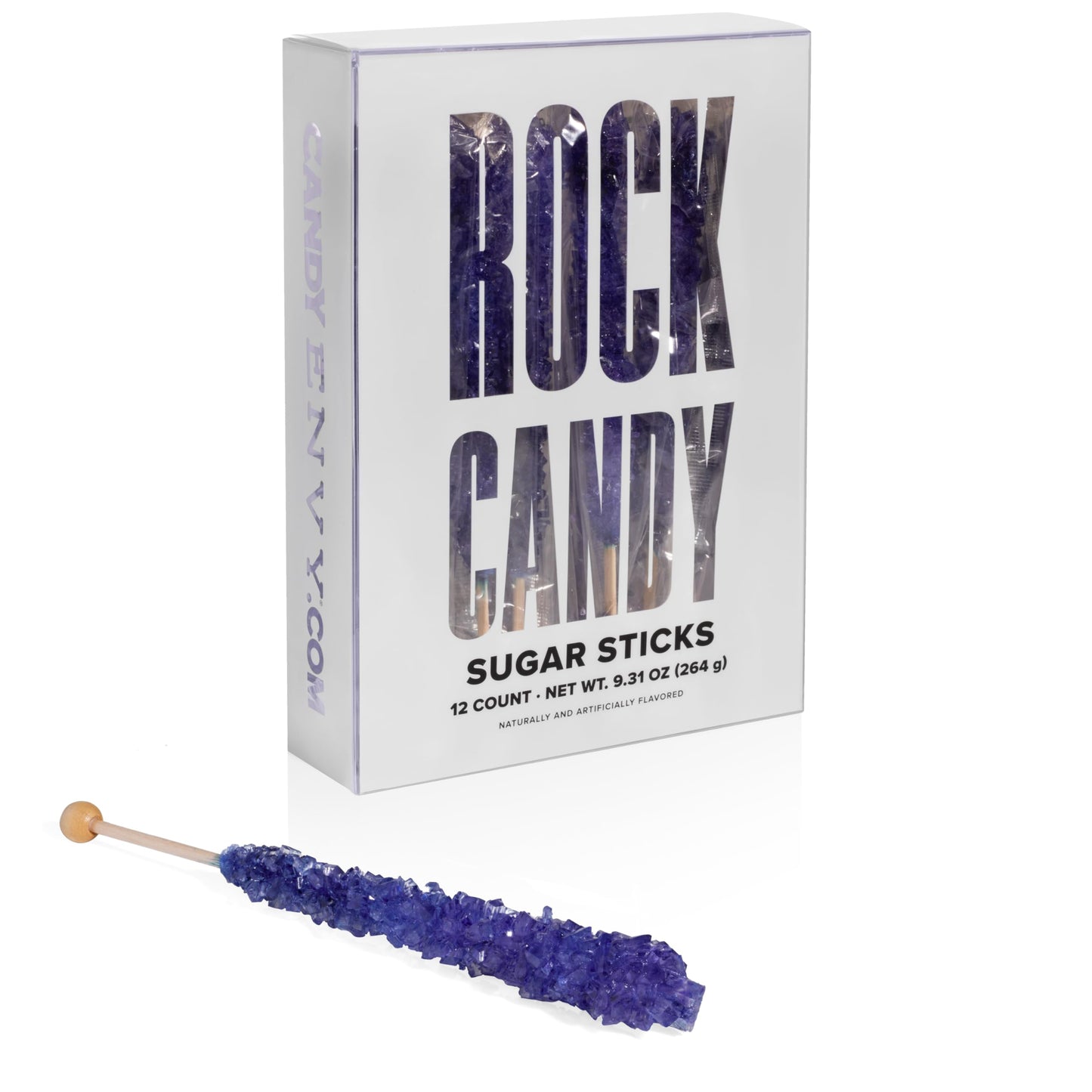 Purple Rock Candy Crystal Sticks - Grape Flavored - 12 Indiv. Wrapped