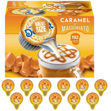 Easypack Coffee Creamer, Delight Caramel Macchiato Creamer Singles, 192 Creamer Singles Included Great for Offices, Restaurants,