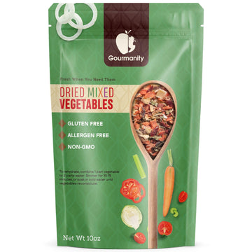 Gourmanity Dehydrated Mixed Vegetables, All Natural Dried Ramen Topping, Adds Color Flavor And Texture To Your Vegetable Soups A
