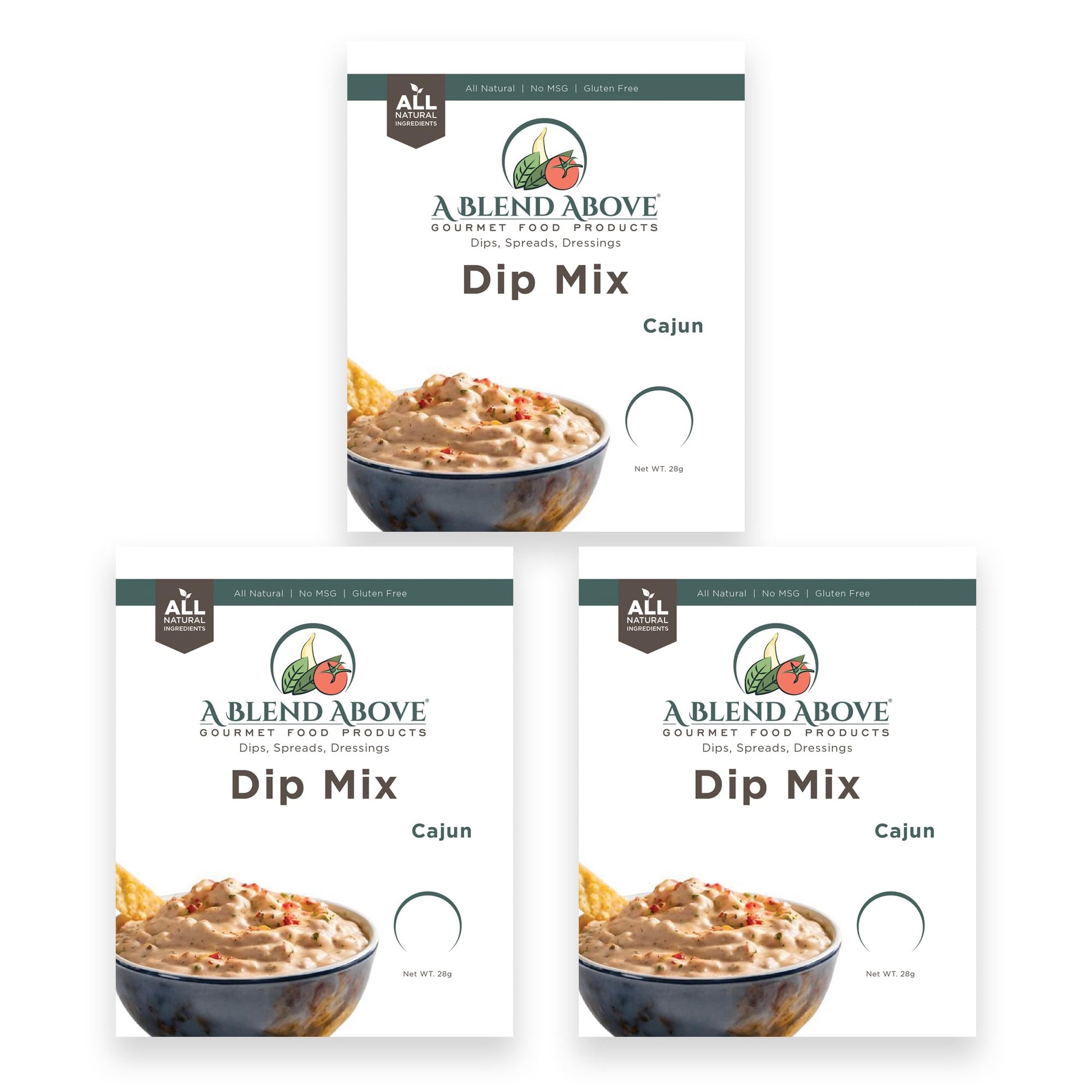 A Blend Above Cajun Dip Mix, Gluten-Free, Vegan, Keto Friendly, 3 Packs, 1 oz Each