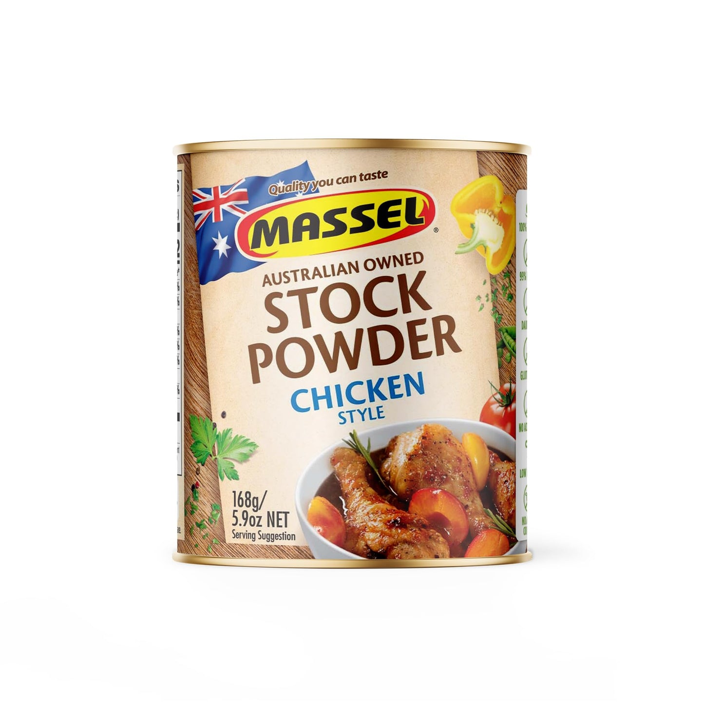 Massel Stock Powder chicken Style Bouillon Powder - Fat Free and gluten-Free Soup Mix - 1 can (1 x 168g)