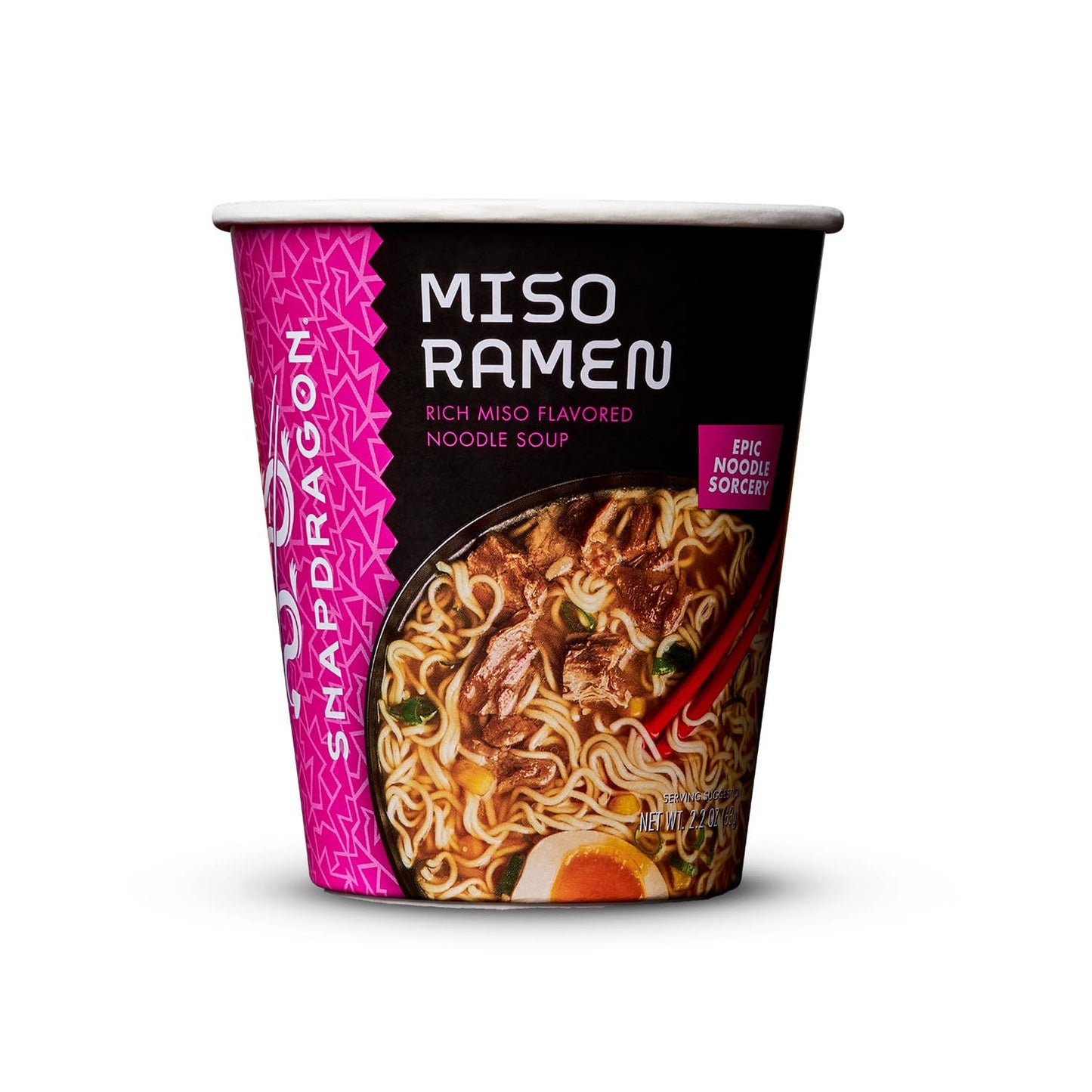 Snapdragon Miso Ramen Six Pack - Rich Miso Broth With Authentic Ramen Noodles Satisfy Your Craving, Includes Six 2.2 oz Cups