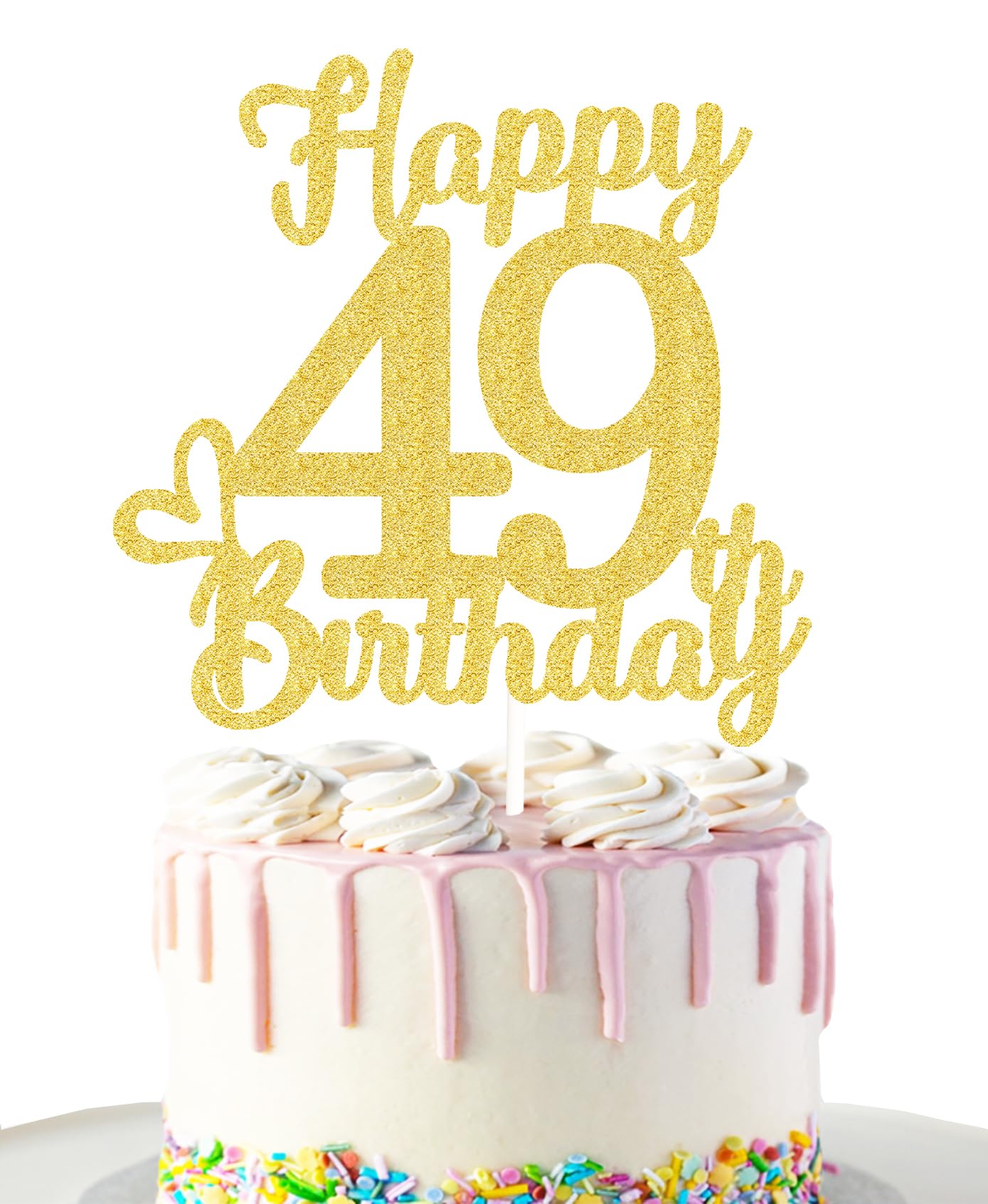 49 Birthday Cake Toppers-Gold Glitter, 49Th Cake Topper For Men,49 Cake Topper For Women, 49Th Birthday Decorations,49Th Birthda
